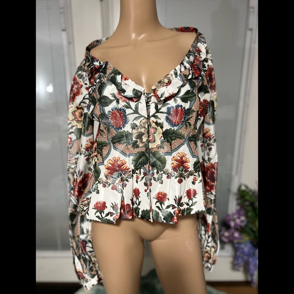 Brook Collection Sabrina Ruffled Floral-Print Taffeta Jacket - Picture 3 of 13